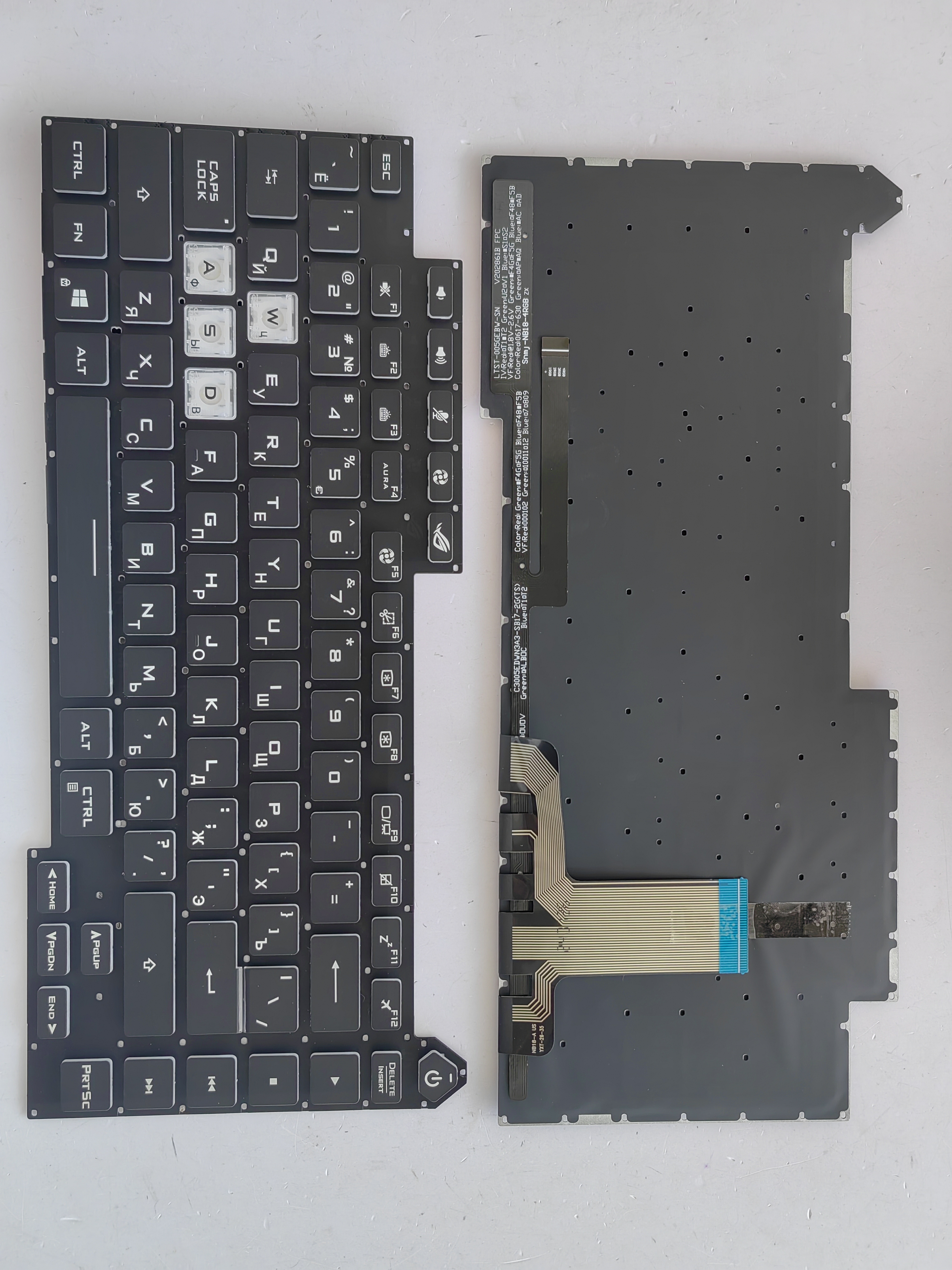 Picture of New Replacement Laptop Keyboard For ASUS G513 colorful backlight BLACK Backlit,White Side (OEM) RU Layout